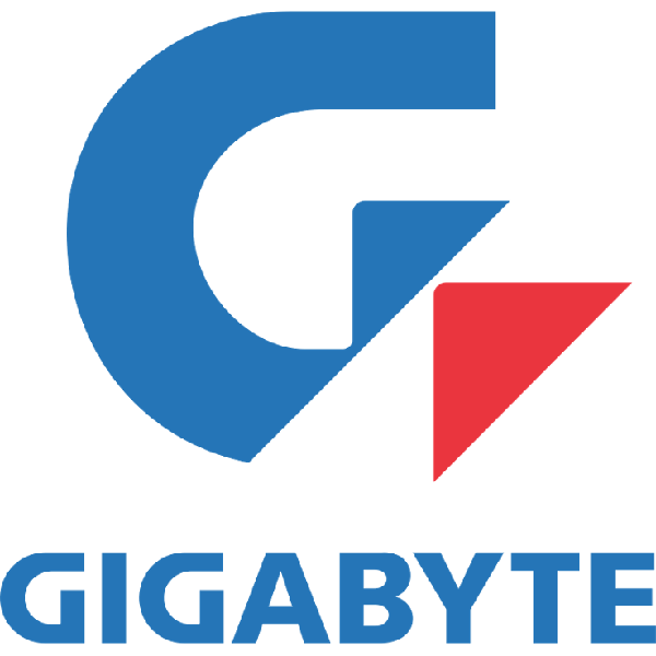 Logo de gigabyte una marca premium que se usa en una computadora para diseño gráfico