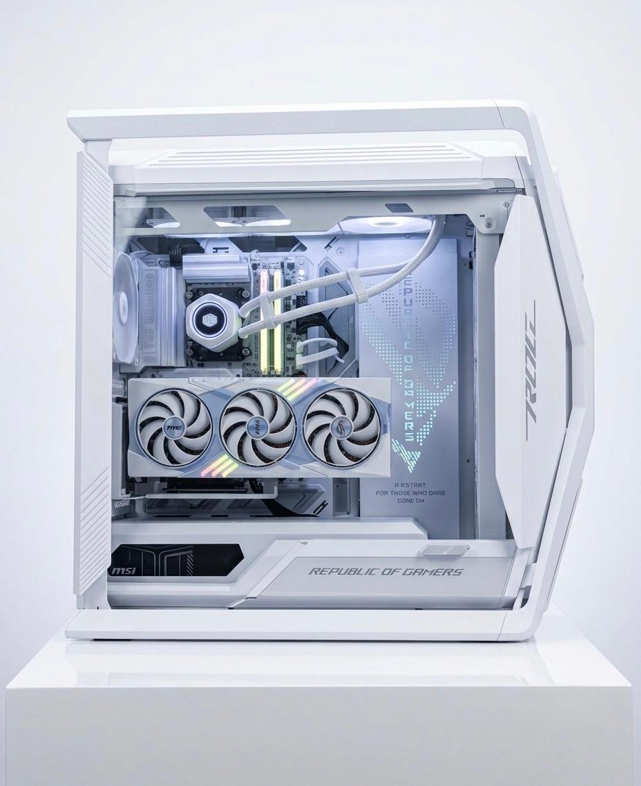 Gabinete full white HYPERION para uso como pc gamer gama alta Foto de producto del Gabinete full white HYPERION para uso como pc gamer gama alta