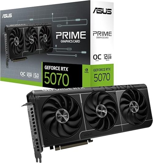TARJETA DE VIDEO ASUS (PRIME-RTX5070-12G) 192BIT, PCI-E 5.0,HDMI,3*DP1.4A,TRI FAN de los componentes pc gamer Foto de TARJETA DE VIDEO ASUS (PRIME-RTX5070-12G) 192BIT, PCI-E 5.0,HDMI,3*DP1.4A,TRI FAN de los componentes pc gamer
