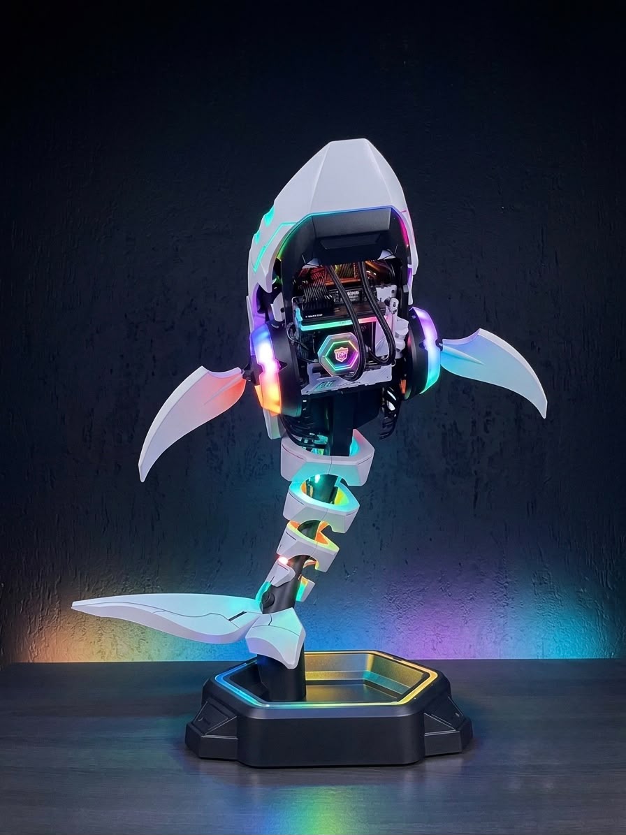 Foto del Gabinete CYBERSHARK de PC Gamer CDMX para uso como streaming pc