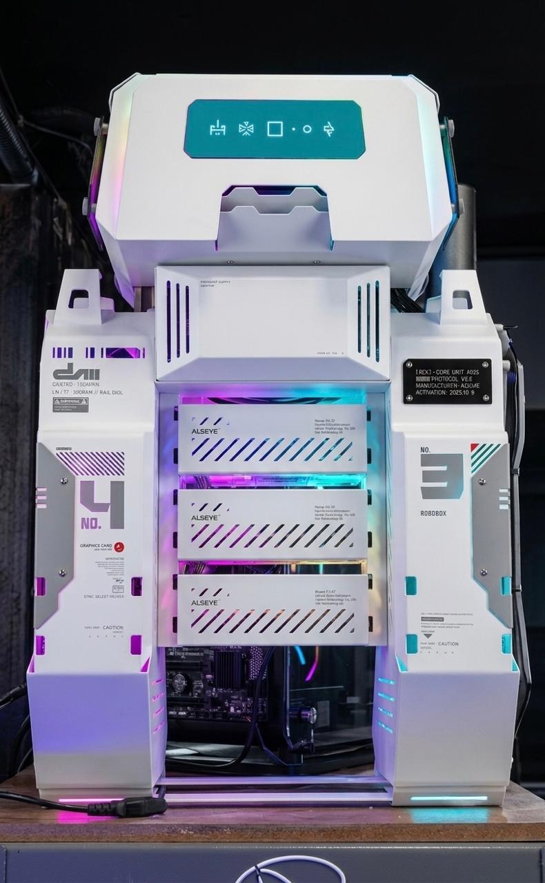 Gabinete estilo Robot de PC Gamer CDMX para uso como workstation de PC Gamer CDMX Fotografía de un Gabinete estilo Robot de PC Gamer CDMX para uso como workstation